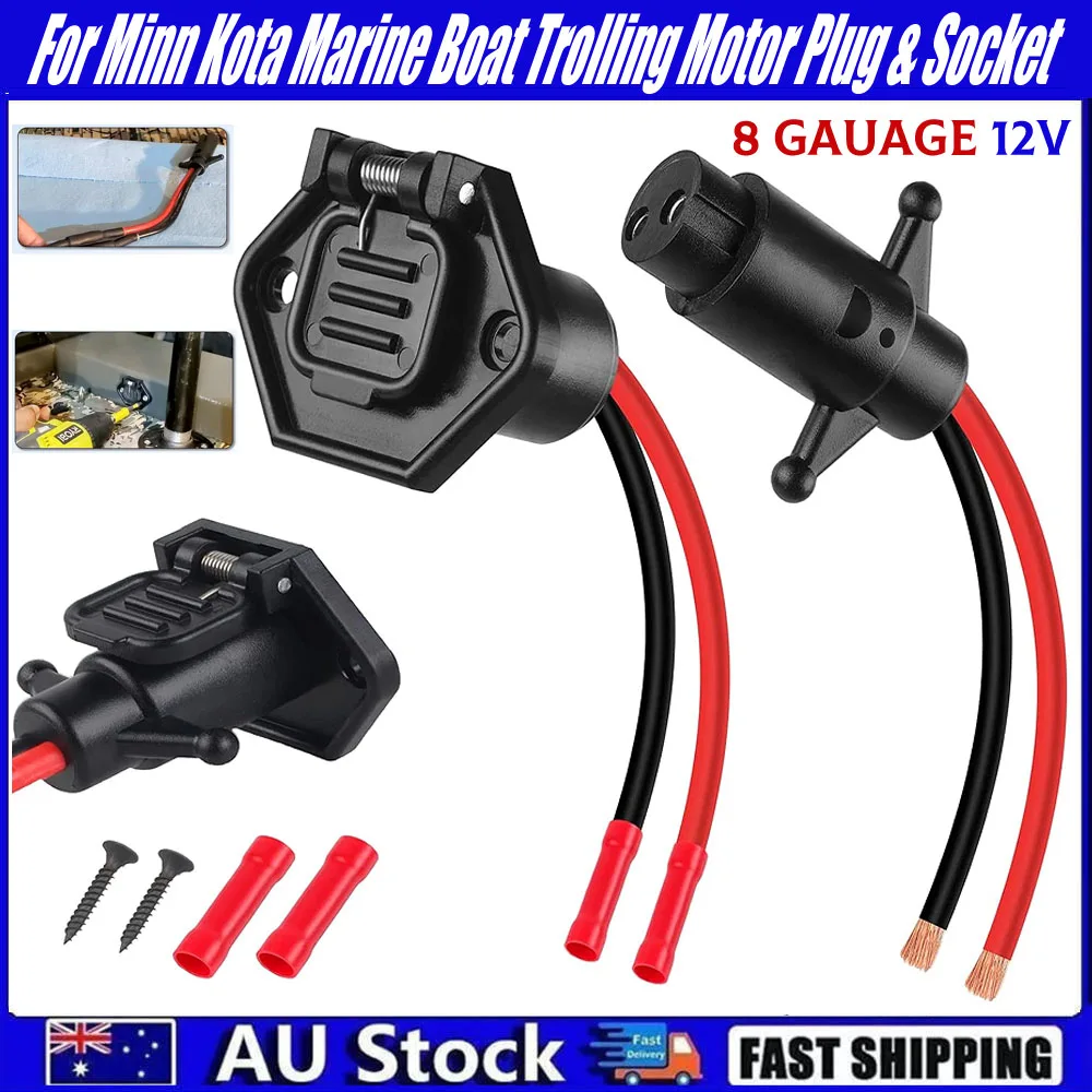 

for Minn Kota Marine Boat Trolling Motor Plug & Socket Set 2-Wire 8 Gauage 12V