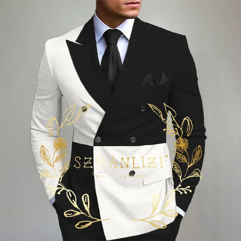 

Slim Fit Men's Two Pieces Two Button Suit Black Jacket & Pants Tuxedos Stylish Prom Wedding Dinner Formal Men Suits