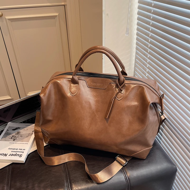 

Large Capaci Faionable Travel Bag Women's Gym Bag Handheld Bag Che-In Lage Bag Vintage Handbag Soft Handle PU Material