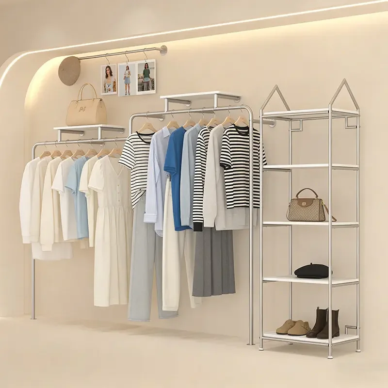 Minimalist silver wrought iron clothing store on the wall High-end Internet celebrity