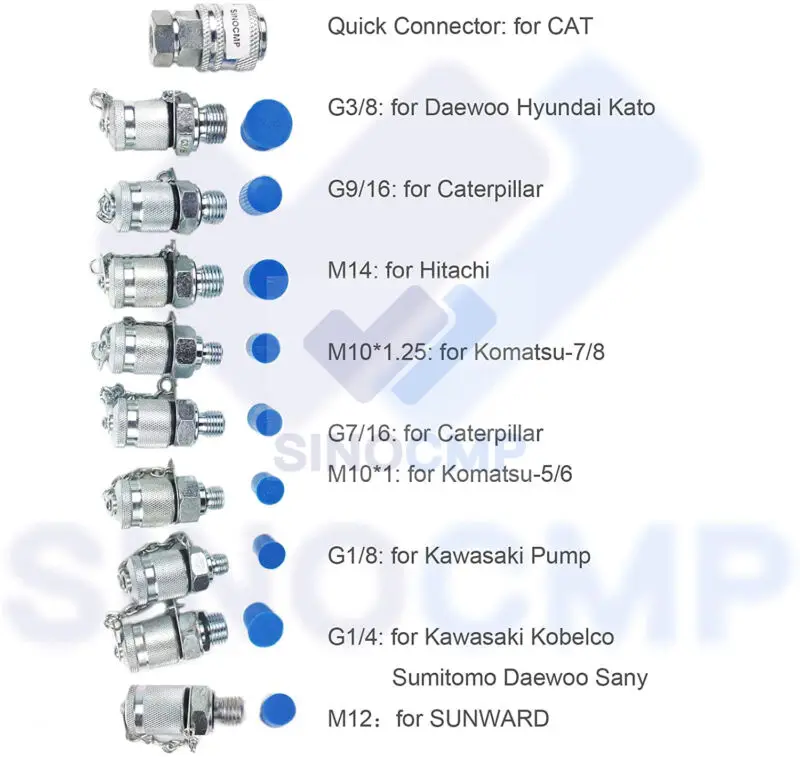 10pcs/set Test Coupling For Excavator Hydraulic Pressure Gauge Test Kit Parts