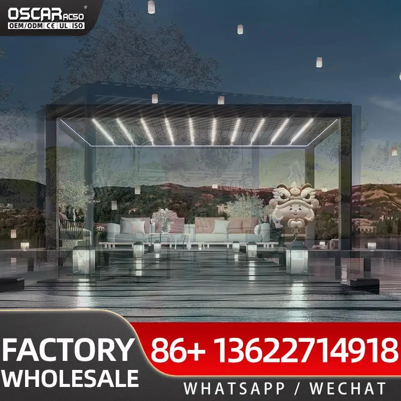 

Garden Backyard Electric Modern Adjustable Sunshade Waterproof Covers Bioclimatic Pergola pergolas