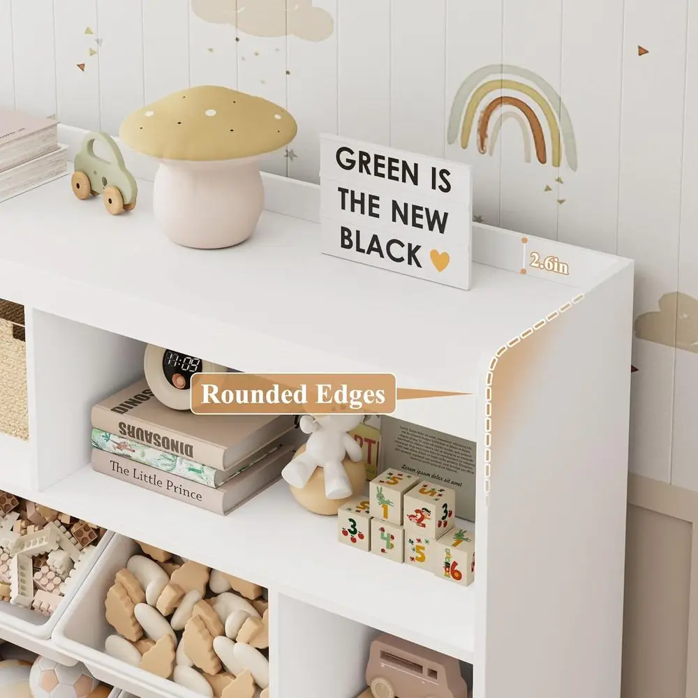 55 منظم تخزين ألعاب أبيض مع أدراج، صندوق ألعاب للأطفال مع صناديق قابلة للإزالة، رف كتب طويل للأولاد والبنات، غرفة لعب حديثة #6