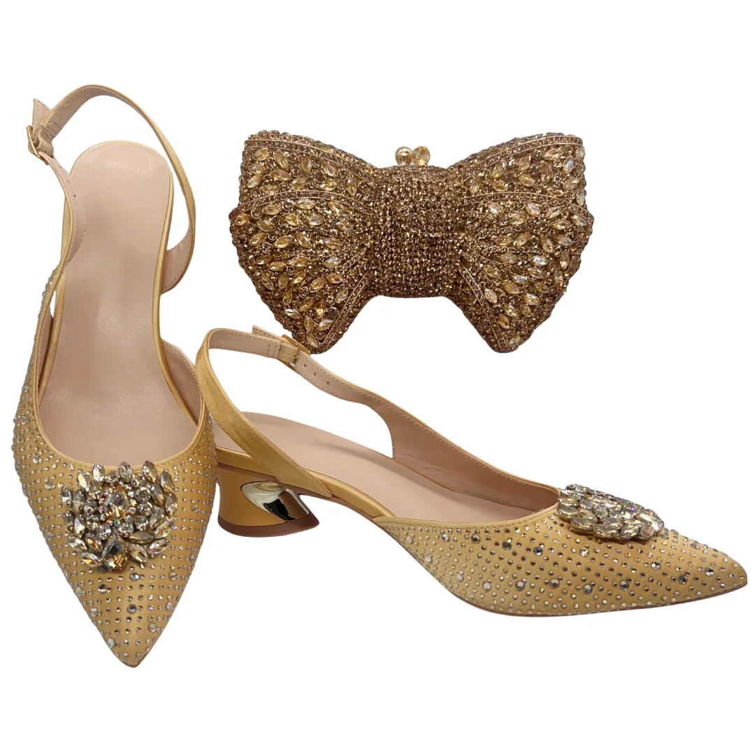 Italian Designer Evening Shoes With Clutch Bag Set for African Wedding and Bridal Occasions Lace Embroidered Beads Women's Shoes