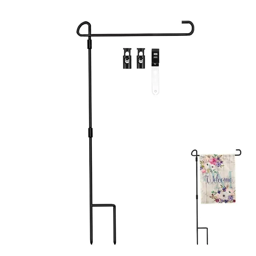 

Sturdy Weather Proof Garden Flag Pole Holder Detachable Black Garden Banner Pole Stands Stable Garden Flags Stand Outdoor