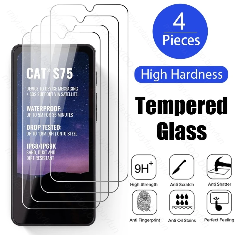 Caterpillarcats75 Glass 4PCS Tempered Glass Screen Protector For Caterpillar Cat S75 6.58