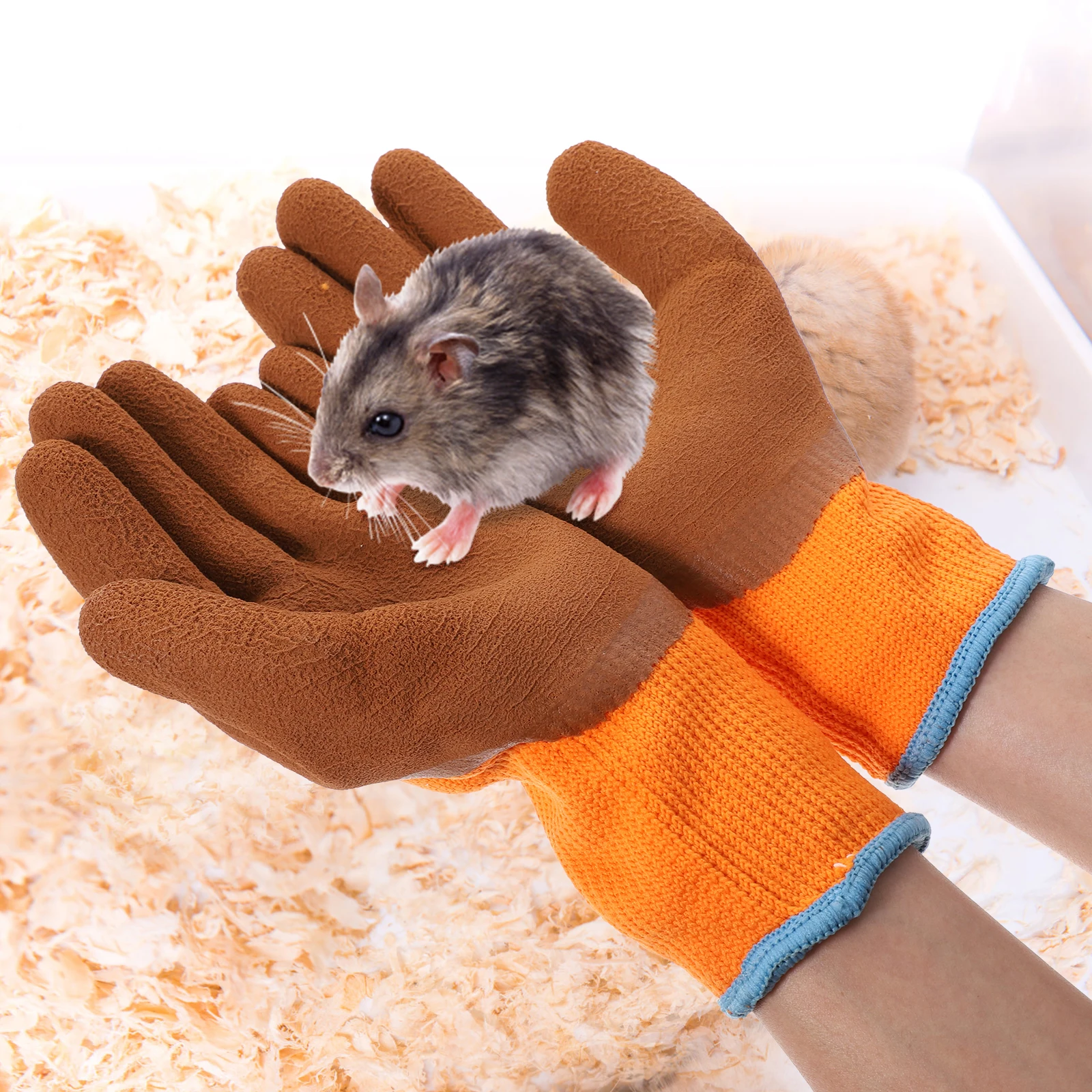 

1 Pair Thick Pet Anti-Bite Small Animals Handling Protection Hand Cover For Feeding Training Hamster Gloves Thicken Polyester