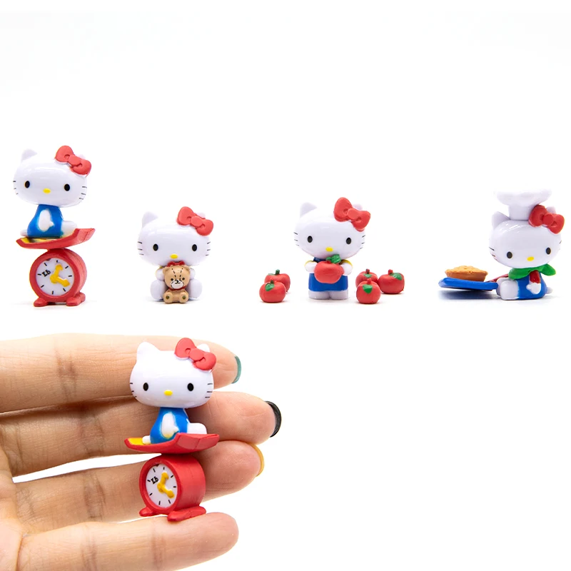 Capsule Toy Mini HelloKitty Figurine Apple Fruit Dessert Leisure Time Series Toys Cat Model Ornaments No Eggshells No Paper