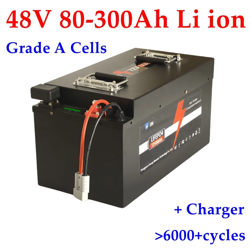 48V 200Ah Lithium Battery 80Ah 100Ah 120Ah 150Ah 220Ah 300Ah Li-ion Batteria for 4KW Solar System PV Back Up Power Golf Cart