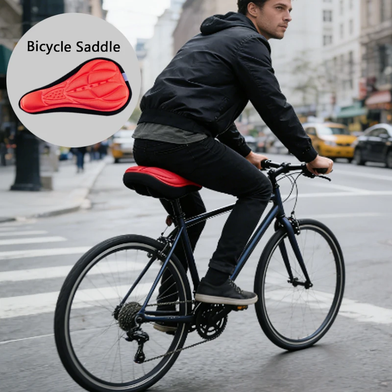 1pcs  Oversized Gel Padded Bike Seat Cover Comfort Bicycle Saddle Cushion with Non-Slip Drawstring & Waterproof Cover