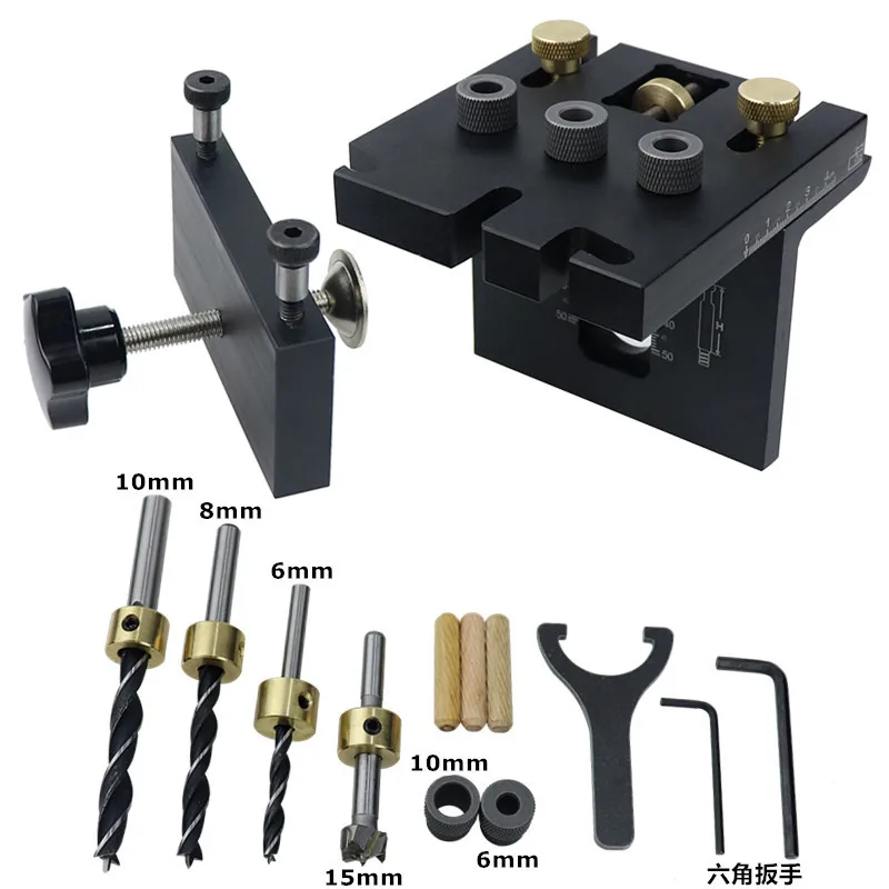 

Three in one drilling locator, hole opener, panel furniture, round wood tenon positioning, durable