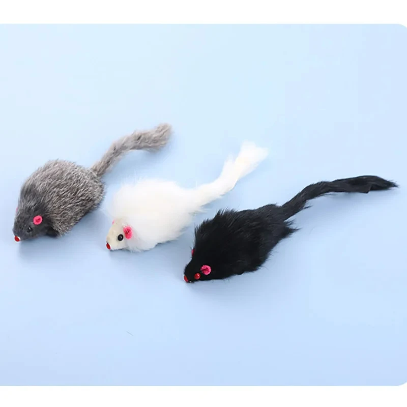 5/10Pcs False Mouse Cat Toy Long-haired Tail Mice With Sound Plush Soft Mouse Toys for Cats Bite-Resistant Kitten Playing Toys