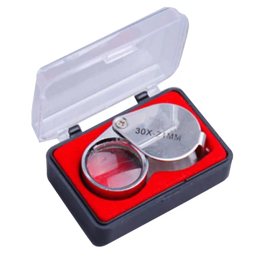 Silver Professional Jeweler Tool 30X Power Foldable Loupe Glass Metal Lens Jewelry Magnifier for Coin Stamp Watchmaker Use