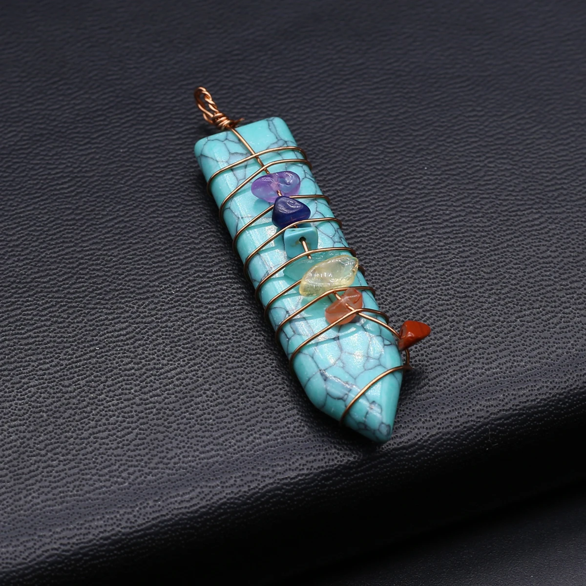 10PCS Wholesale Natural Stone Rose Crystal Agate 7 Chakras Reiki Healing Pendant DIY Jewelry Making Necklace Accessories Gift