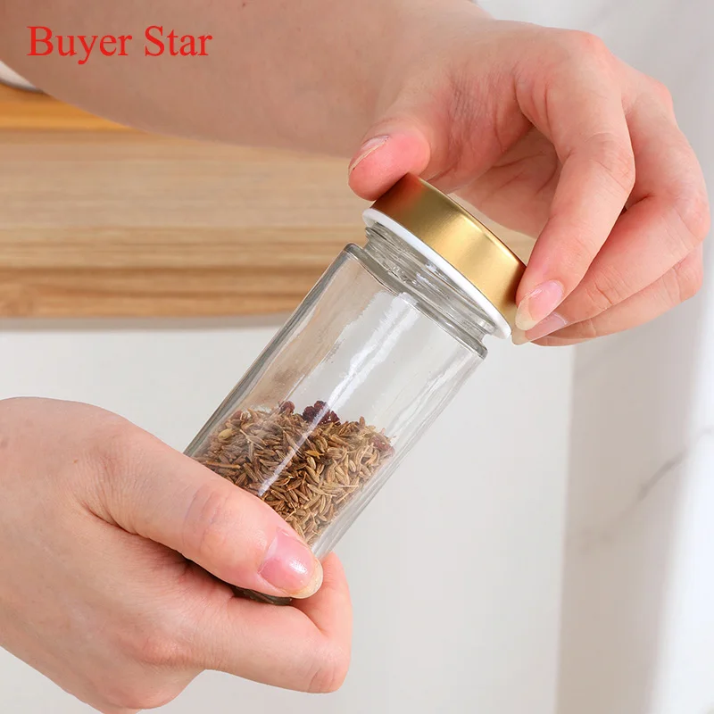 New Household Kitchen Rotating Seasoning Rack Stainless Steel Spice Jar Rotating Seasoning Rack Set Seasoning Box Salt Shaker