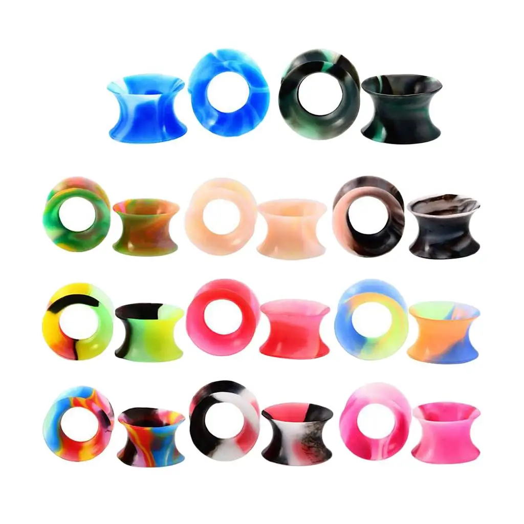 11 PCS Mixed Silicone Flexible Tunnels Saddle Ear Gauge Expanders Stretcher 6mm Earlets Earrings Ear Piercing