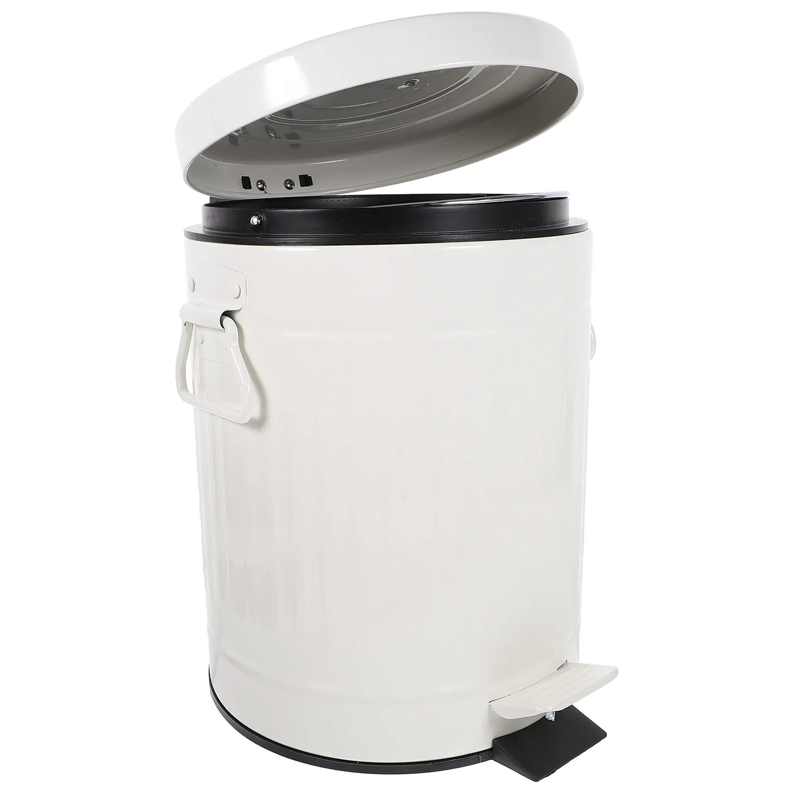 

Slim Round Metal Trash Can with Pedal Lid Elegant Modern Design for Bathroom Kitchen Bedroom Living Room Office Toilet Compact