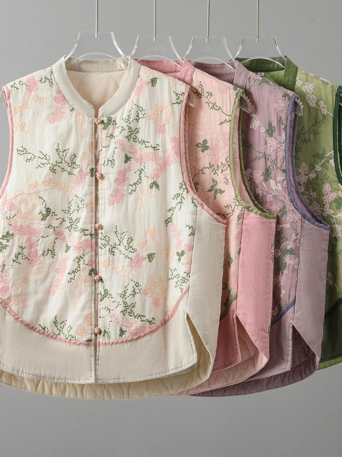 

Ретро китайский с вышивкой из хлопка и льна в стиле пэчворк, тюнет, жилет на пуговицах с воротником-стойкой, тонкий осенне-зимний теплый топ