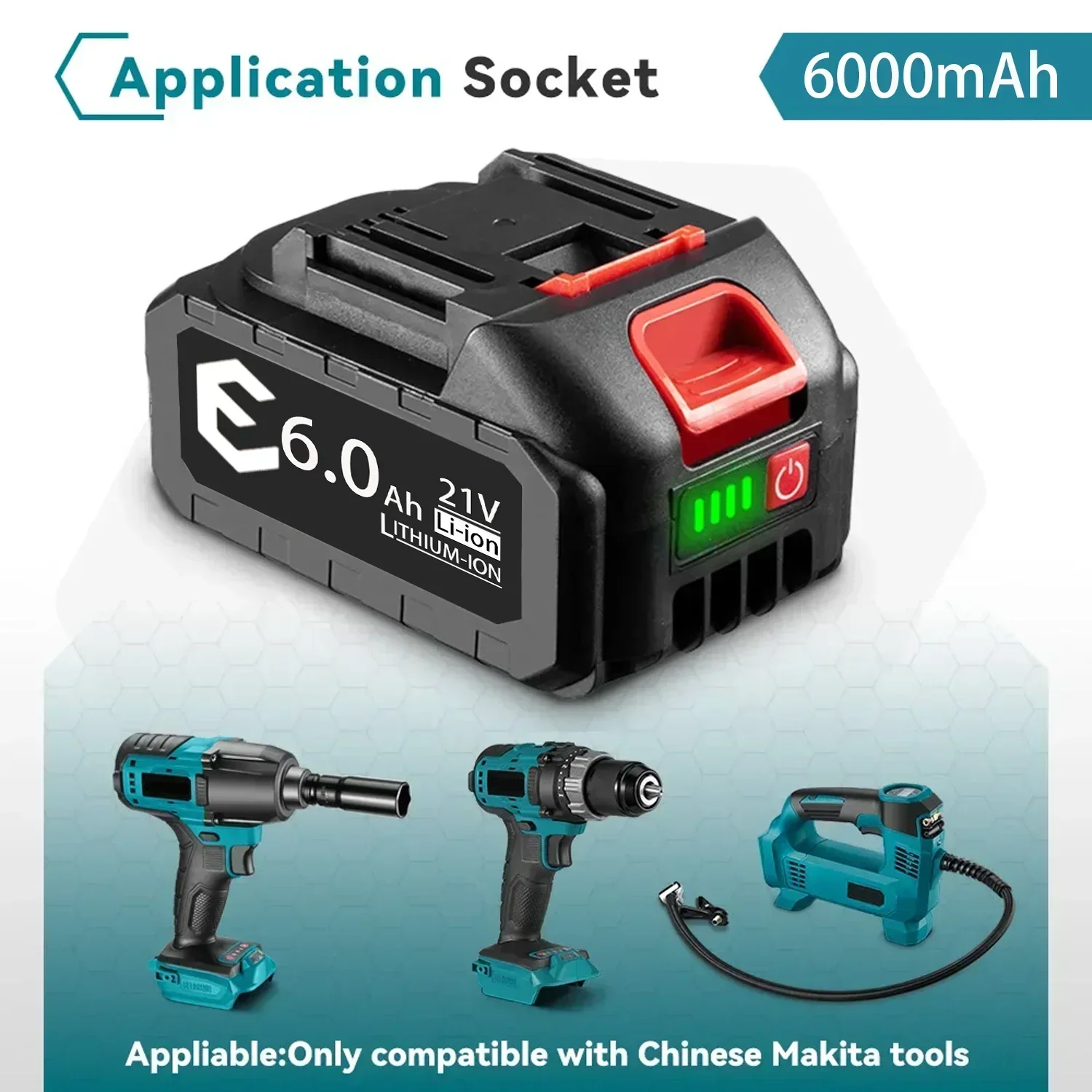 21V 6000mAh Replacement Battery for Makita Power Tools 5S2P Li Ion Pack Fast Charging Overheat Protection Safety Certified