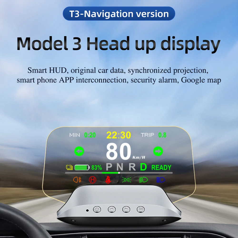 Auto Head Up Display tachimetro RPM HUD T3 proiettore a specchio per Tesla Model 3 Y 2019-2022 Set di allarmi digitali