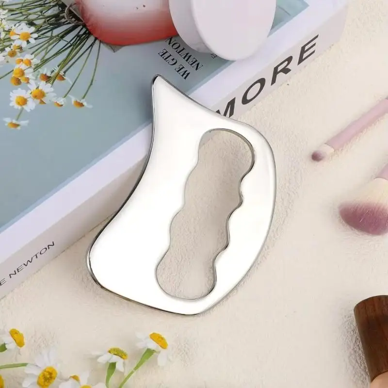 Edelstahl-Faszien-Gua-Sha-Brett, Gesichts-Schönheits- und Ganzkörper-Meridian-Entspannungswerkzeug, Tragbares Manuelles Massage-Wellness-Tool – Detail 6