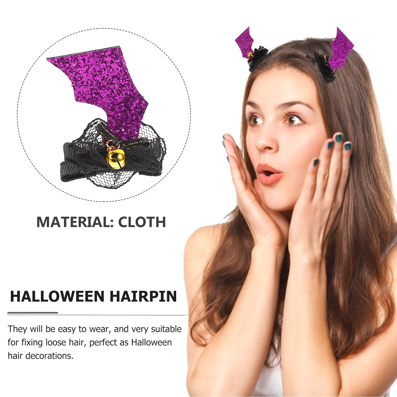 

6pcs Halloween Clips Women Girls Decorations Cloth Barrettes Party Headdress Accessories Perfect Loose Hair Fixing Various