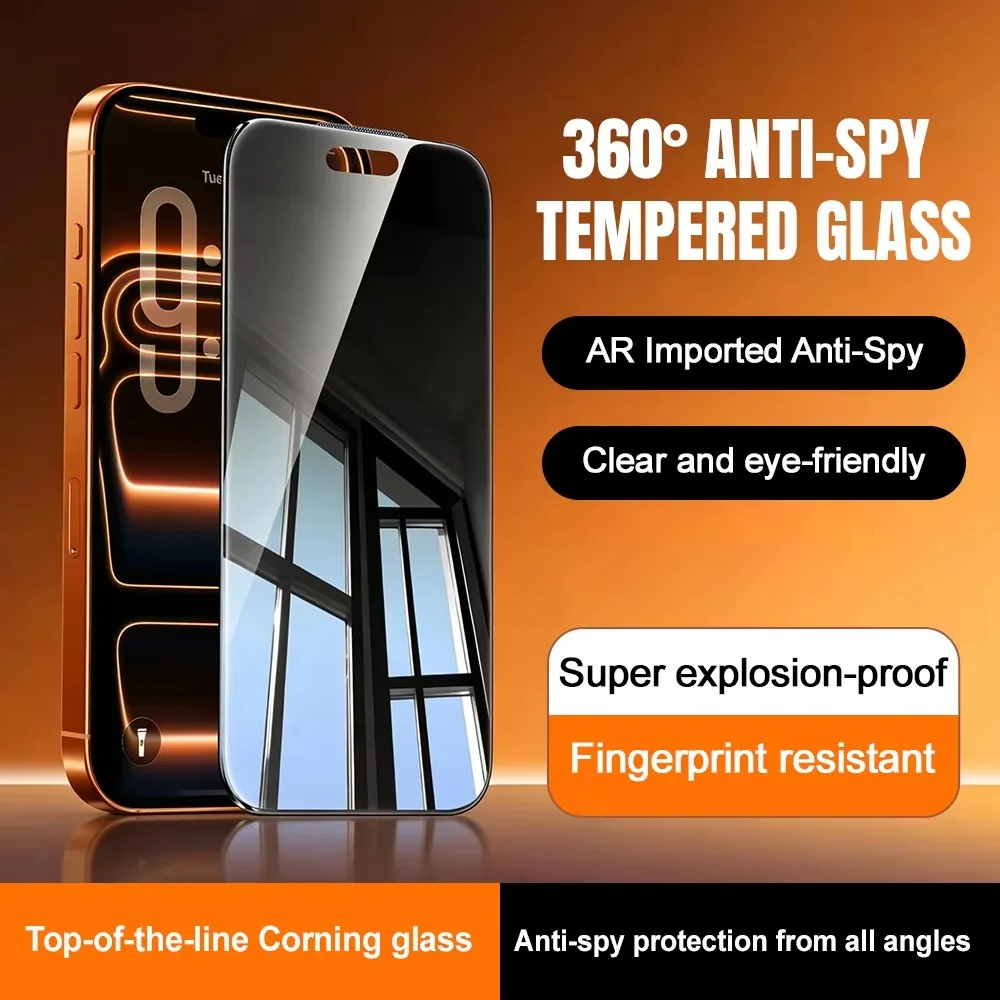 1-5PCS Privacy Screen Protectors For iPhone Duo Tempered Glass iPhone 18 17 16 15 14 13 Pro Max 4-Way 360-Degree Protective Film