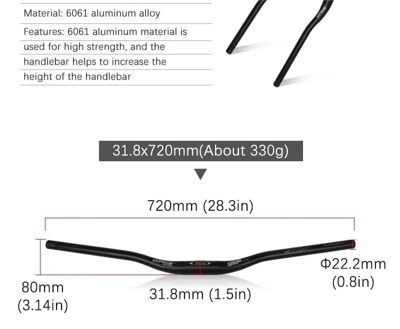 WAKE Fahrradlenker 780mm 720mm Mountainbike-Lenker Aluminiumlegierung 31,8mm MTB-Lenker Fahrradteil – Detail 4