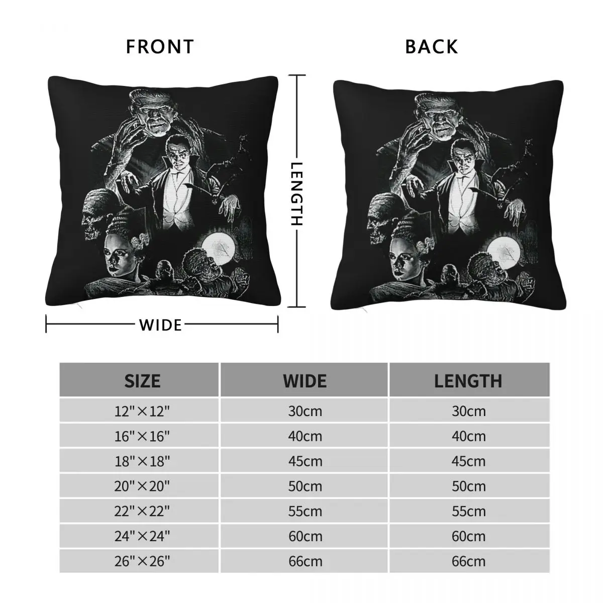 Universal Monsters Frankenstein Square Pillowcase Polyester Linen Velvet Printed Zip Decor Home Cushion Cover 18