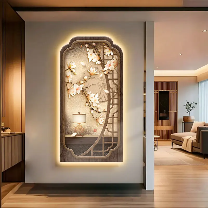 LED light painting, new Chinese style entrance decoration painting, high-end feeling, corridor hanging painting, entrance painti