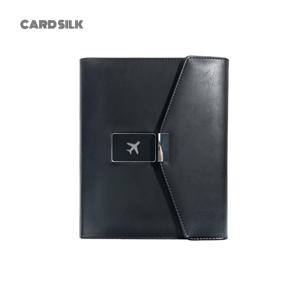 A5 Wireless Charging Notebook with Envelope Cover, USB Drive, 8000mAh Battery, 3-in-1 Cable, Card Slots and LED Reading Light