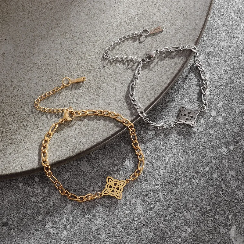 Witchcraft Irish Celtic Knot Charms Bracelets Stainless Steel Witch Knot Chain Bracelet Women Men Vintage Love Jewelry Gifts - view 4