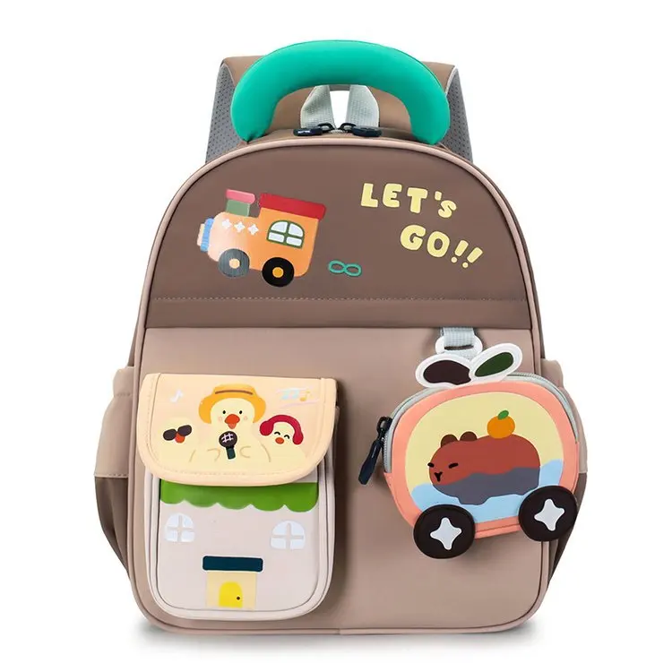 Kids Backpack Cartoon Car School Bag Kindergarten Toddler Rucksack Cute Removable Pouch Lightweight Daily Pack for Boys Girls