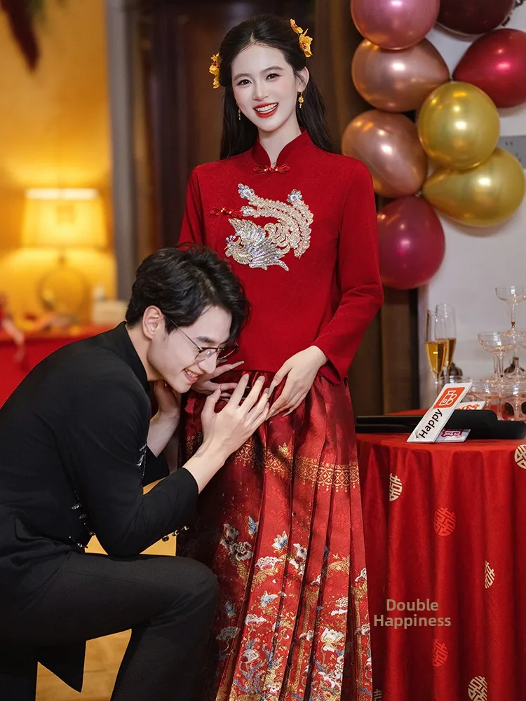 

Красный комплект для беременных: юбка А-силуэта с высокой талией для помолвки и вечеринок, скрывающая живот, для повседневной носки после свадьбы