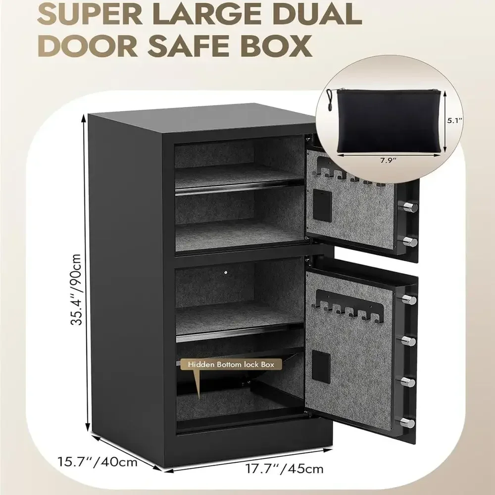 Heavy-Duty Double Door Home Safe with Waterproof Bag and Hidden Lock Box Security for Home, Office, Hotel