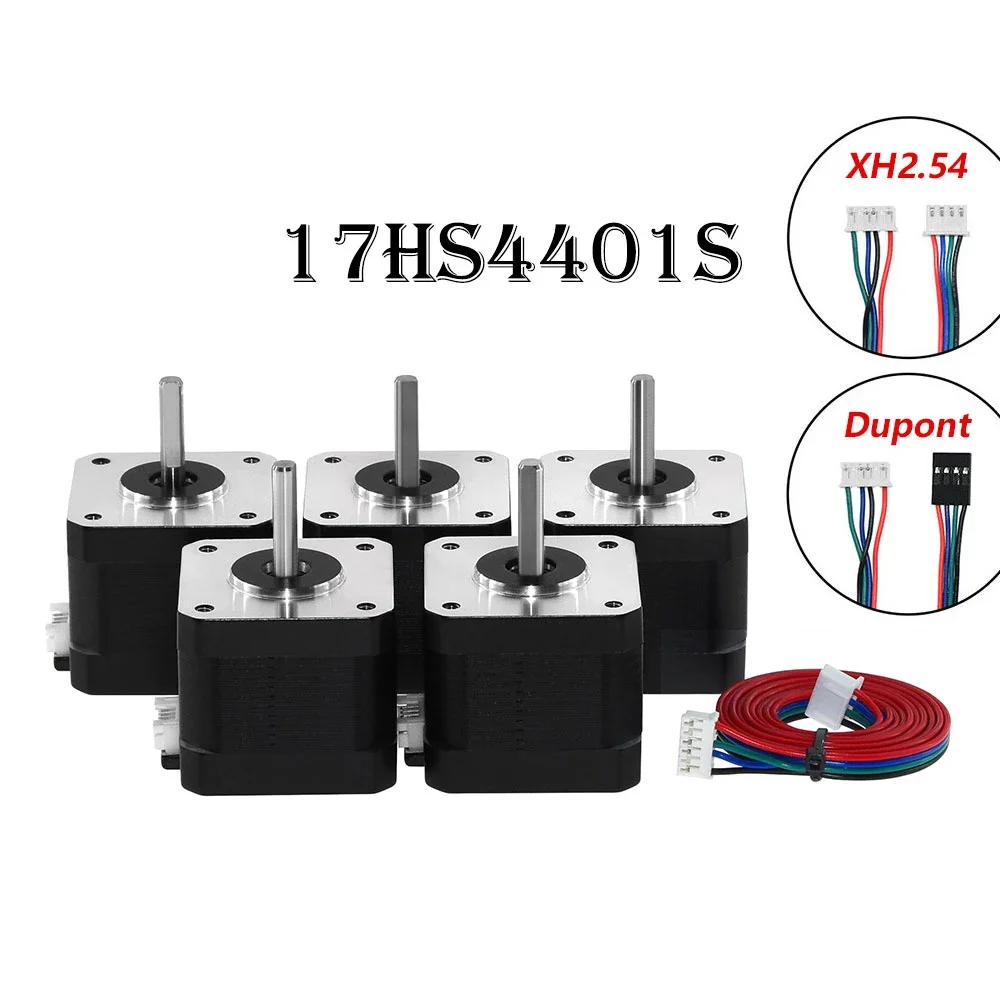 5Pcs Nema17 Stepper Motor 17HS4401 (17HS4401S) 1.8° 0.42N.m 1.5A 42BYGH 4 Lead for 3D Printer CNC Milling Machine Laser Engraver