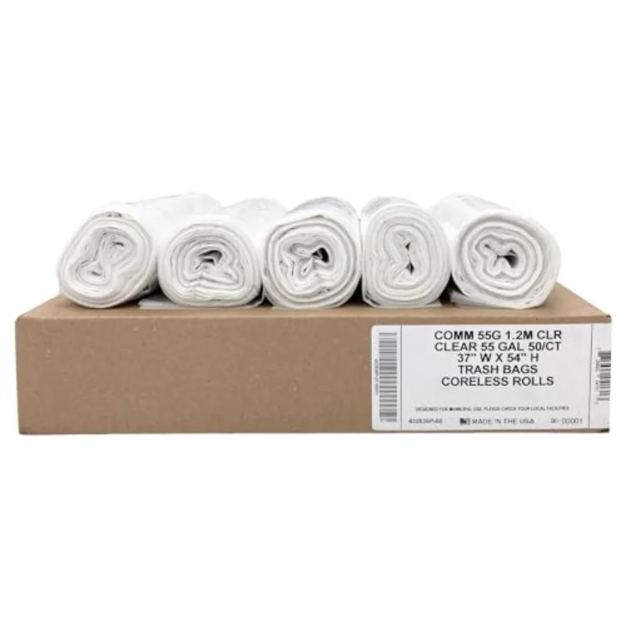 

Прочные прозрачные мешки для мусора объемом 55 галлонов - экономичная упаковка 50 штук - промышленная пластиковая пленка толщиной 1,2 мил, эквивалентная промышленной прочности, для контейнеров объемом 50-55 галлонов - подходят для использования.