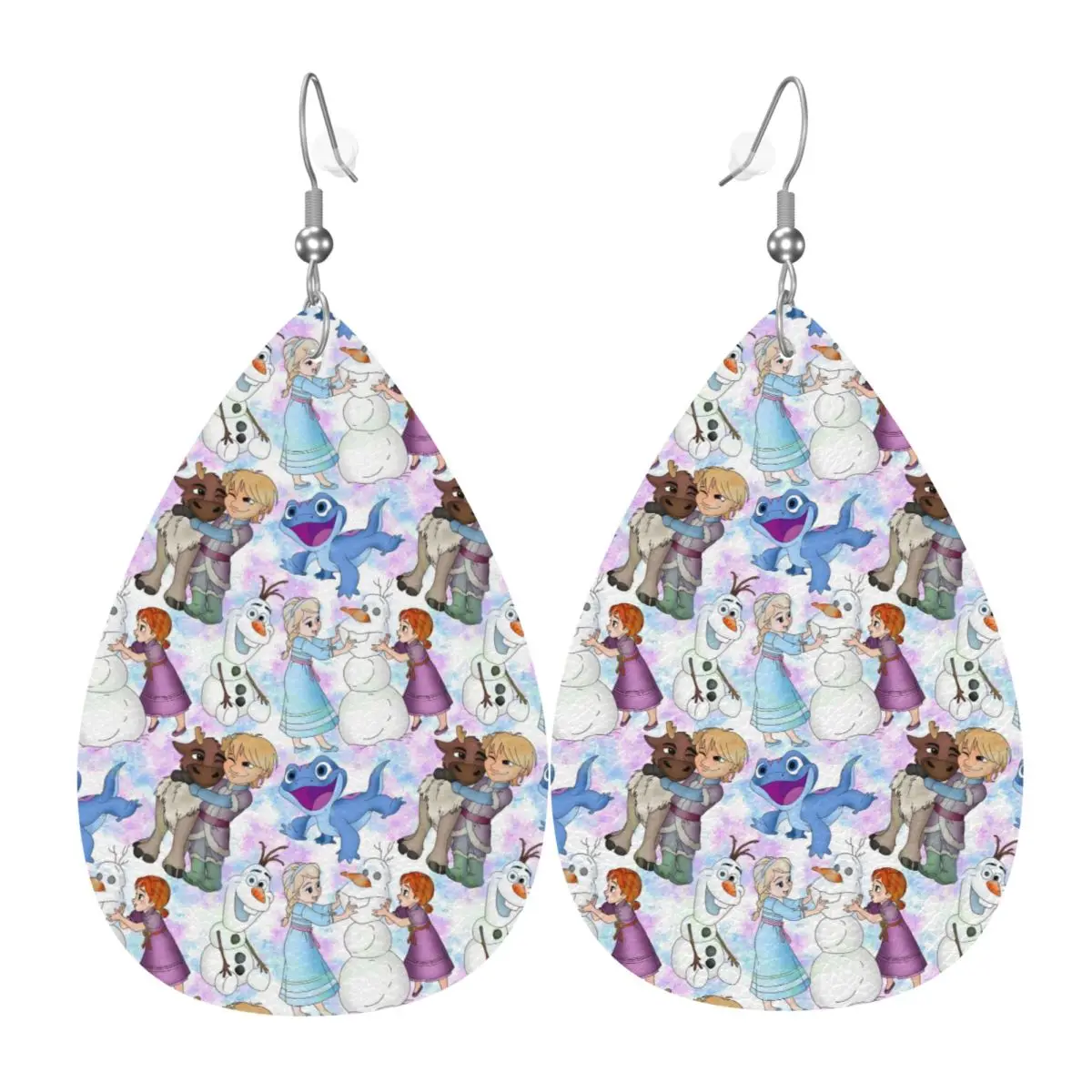 

Custom Frozen Cartoon PVC Leather Earrings Dangle Earrings Jewelry For Women For Wife Mother Gift