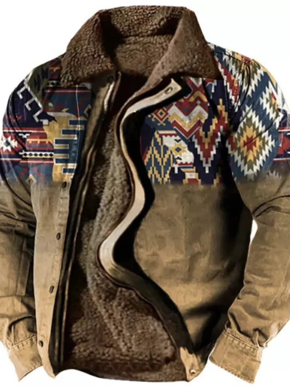 Retro Rural Sle Men's Jaet Casual Loose Zipper Coat Lamb Fur Lined Long Sve Outerwear for Men All Seasons Use