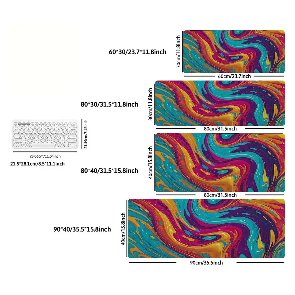 Large Mousepad Gradient Fluid Swirl Mousepads Keyboard Mat Deskpad Pc Game Desk Mats Vibrant Color Mouse Mats For Desktop Laptop