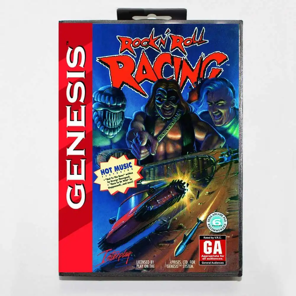 Игровой картридж Rock n Roll Racing MD с коробкой из США для 16-битной системы Sega Megadrive Genesis