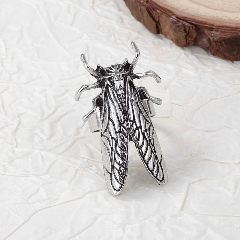 New 1pc Vintage Creative Cicada Ladybug Opening Ring For Men Women Personalized Design Finger Ring Jewelry Accessories Gifts