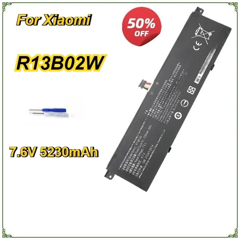 

New R13B02W R13B01W Laptop Battery for Xiaomi Mi Air 13.3" Series Tablet PC 39WH 5230mAh 7.6V 4 Cells Replacement Battery