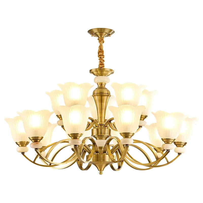 

American medieval style living room chandelier new Chinese main lamp advanced sense