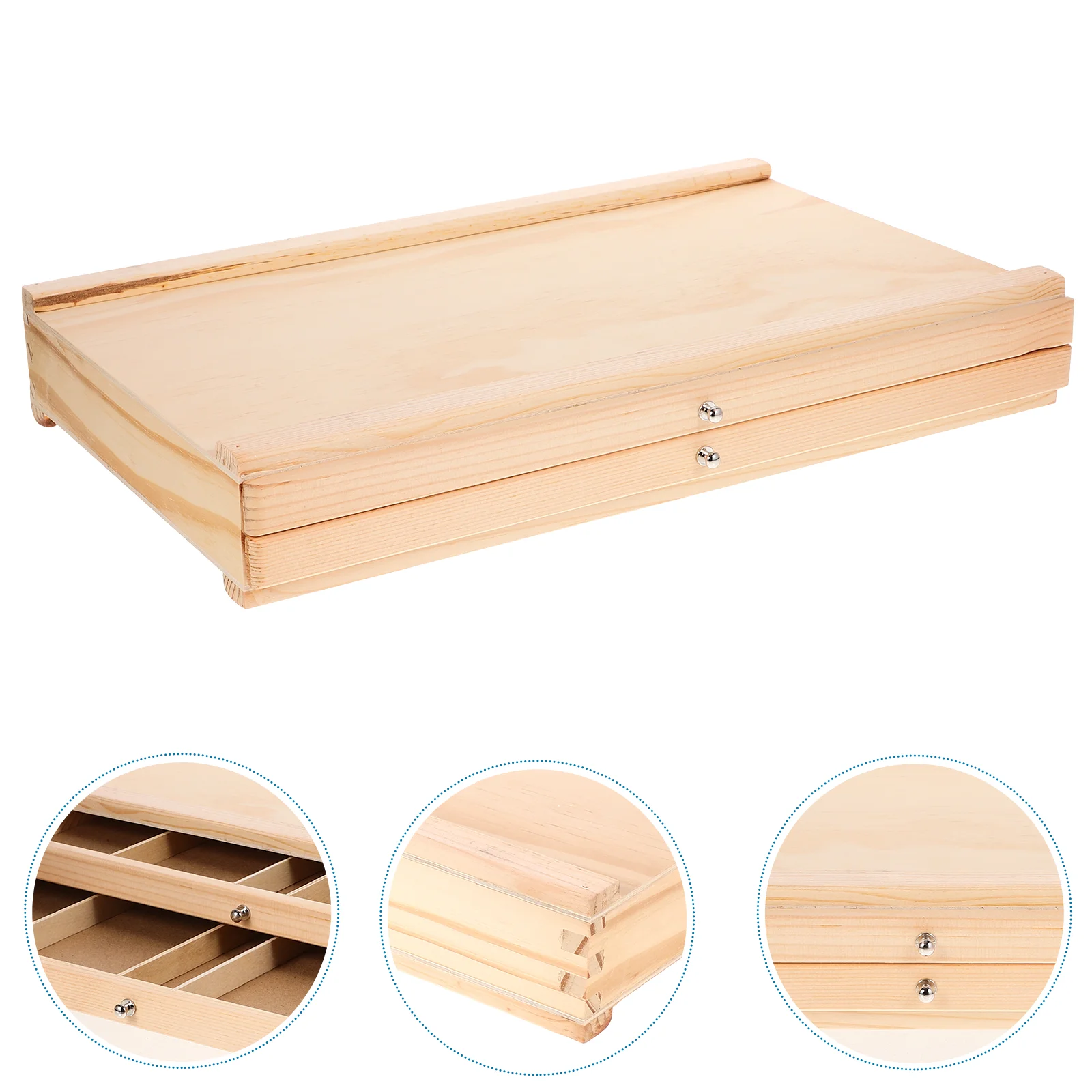 Paintbrush Storage Box Tabletop Pencil Drawer Desk Organizer Wood Holder Small Drawers