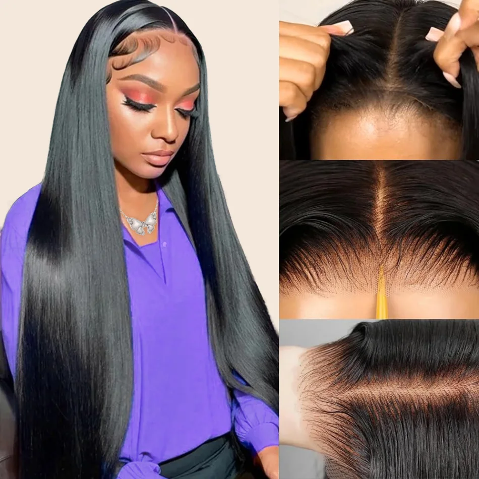 

Glueless Wig Human Hair Ready To Wear Body Wave 4X4 5X5 Frontal Wigs Pre Cut Lace Front Human Hair Wig Natural Black 30 32 Inch