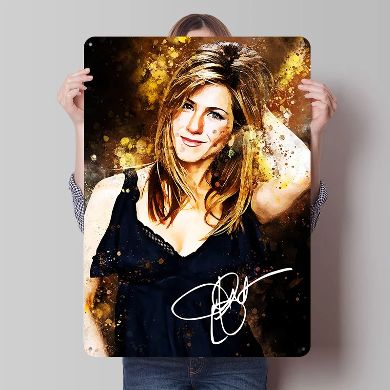 Jennifer Aniston Portrait Poster Customized Vintage Metal Signs Wall Art Retro Tin Plaque for Modern Home Decoration Luxury Room
