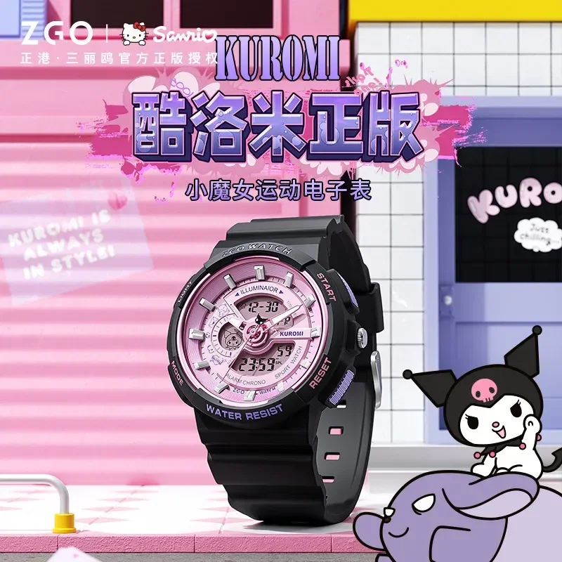 Original Zgo Sanrio Joint Anime Watch Kuromi Hello Kitty Simple Waterproof Luminous Square Electronic Watch Birthday Gifts