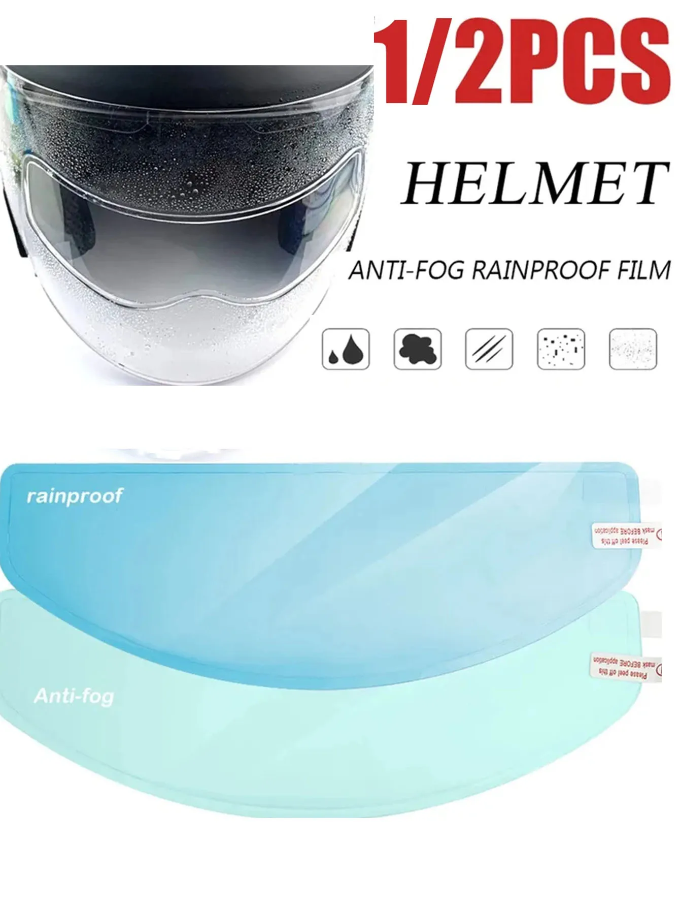 1/2PCS Motorcycle Helmet Clear Durable Nano Coating Sticker Rainproof and Anti-fog Film Safety Driving Motorcycle Accessories