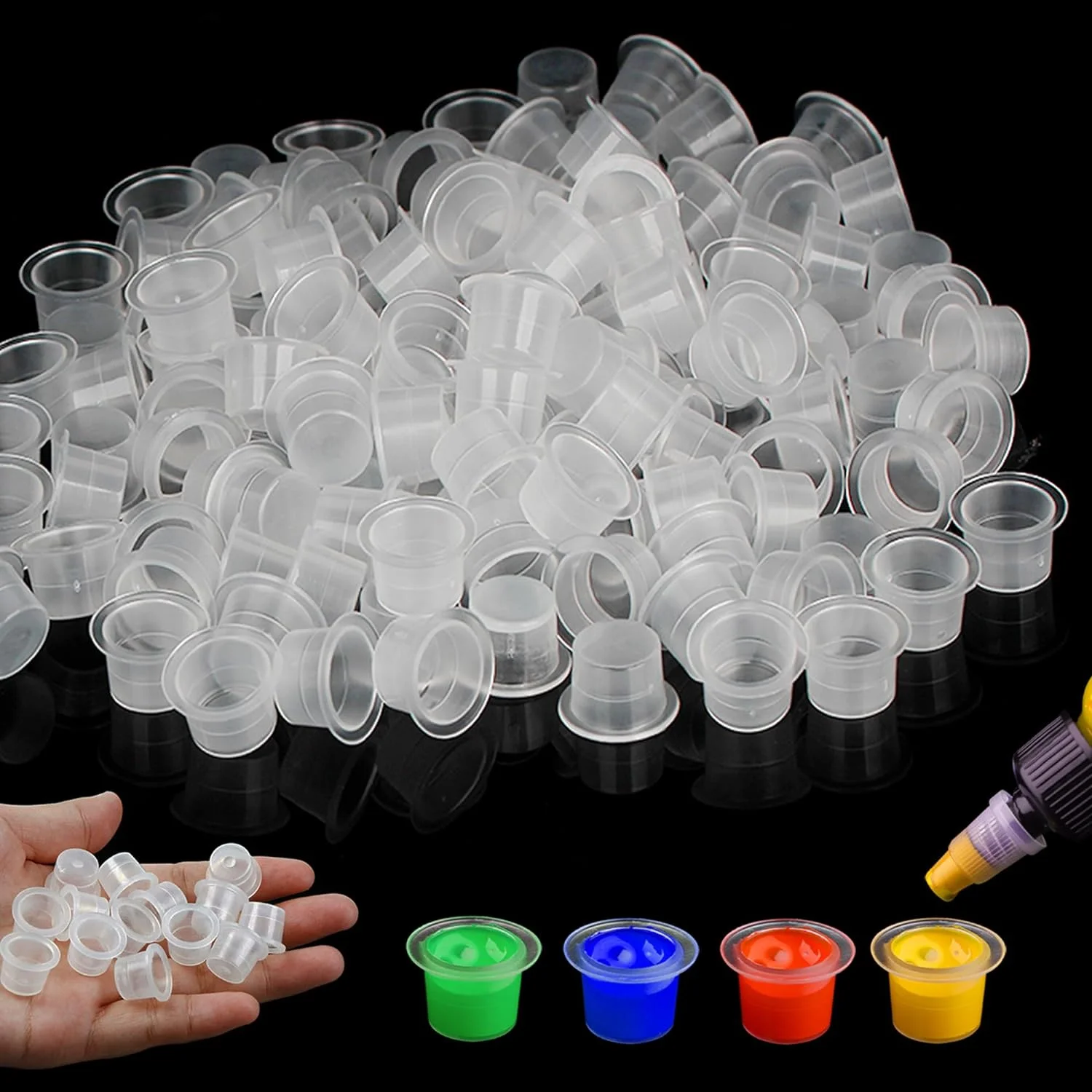

1000pcs S/M/L Plastic Microblading Tattoo Ink Cups Pigment Caps Tattoo Color Cup Disposable Holder Tattoo Accessories Supplies